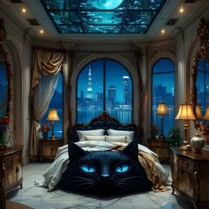 Modern black cat bedroom