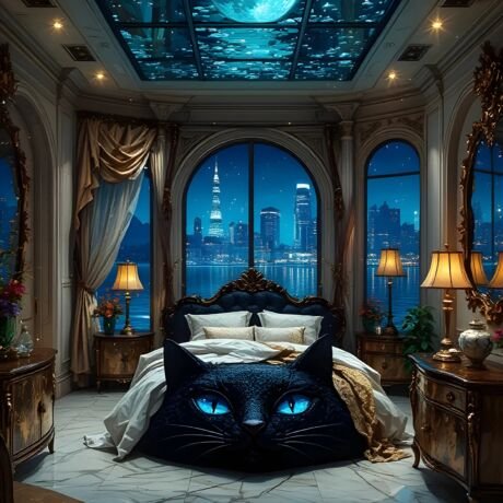 Modern black cat bedroom
