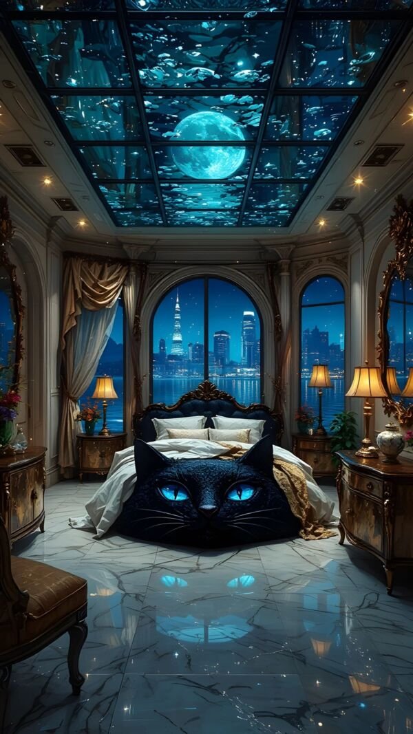 Modern black cat bedroom