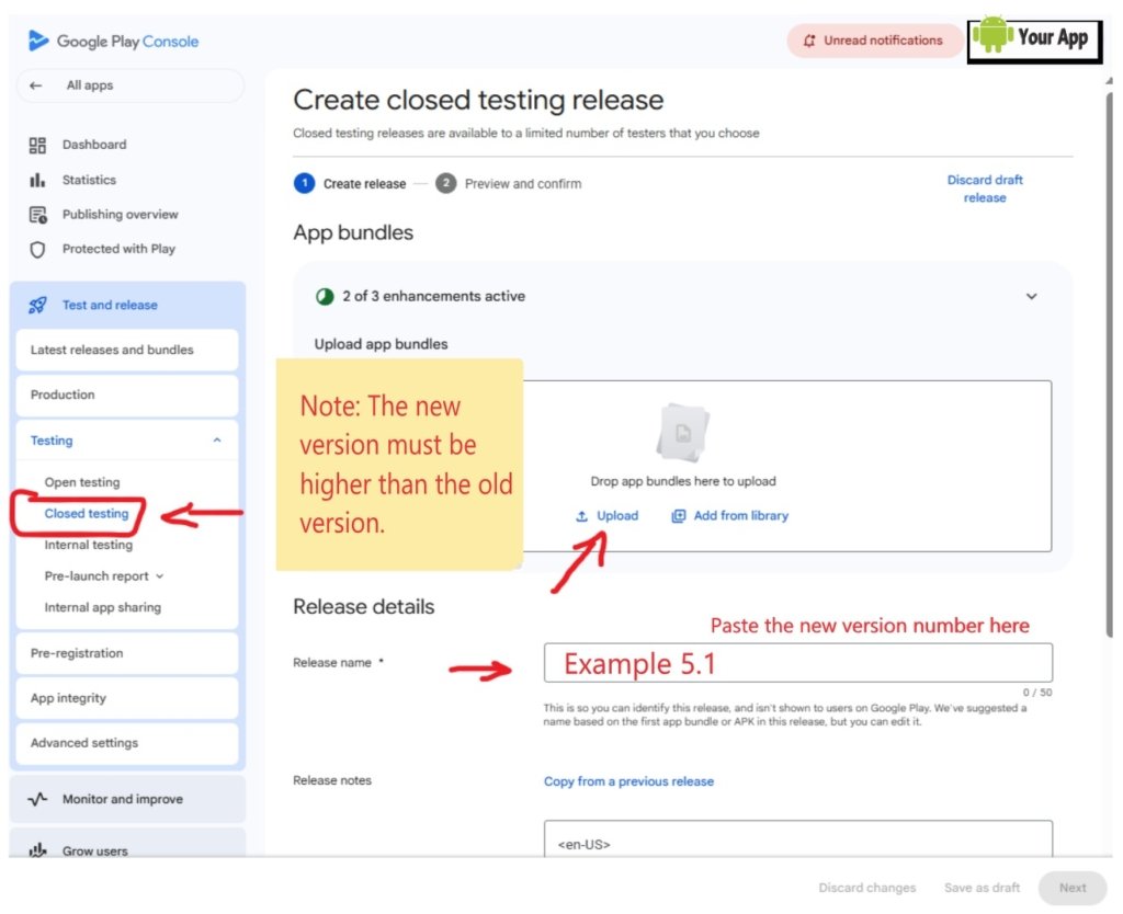 Editing app content on Google Play Console