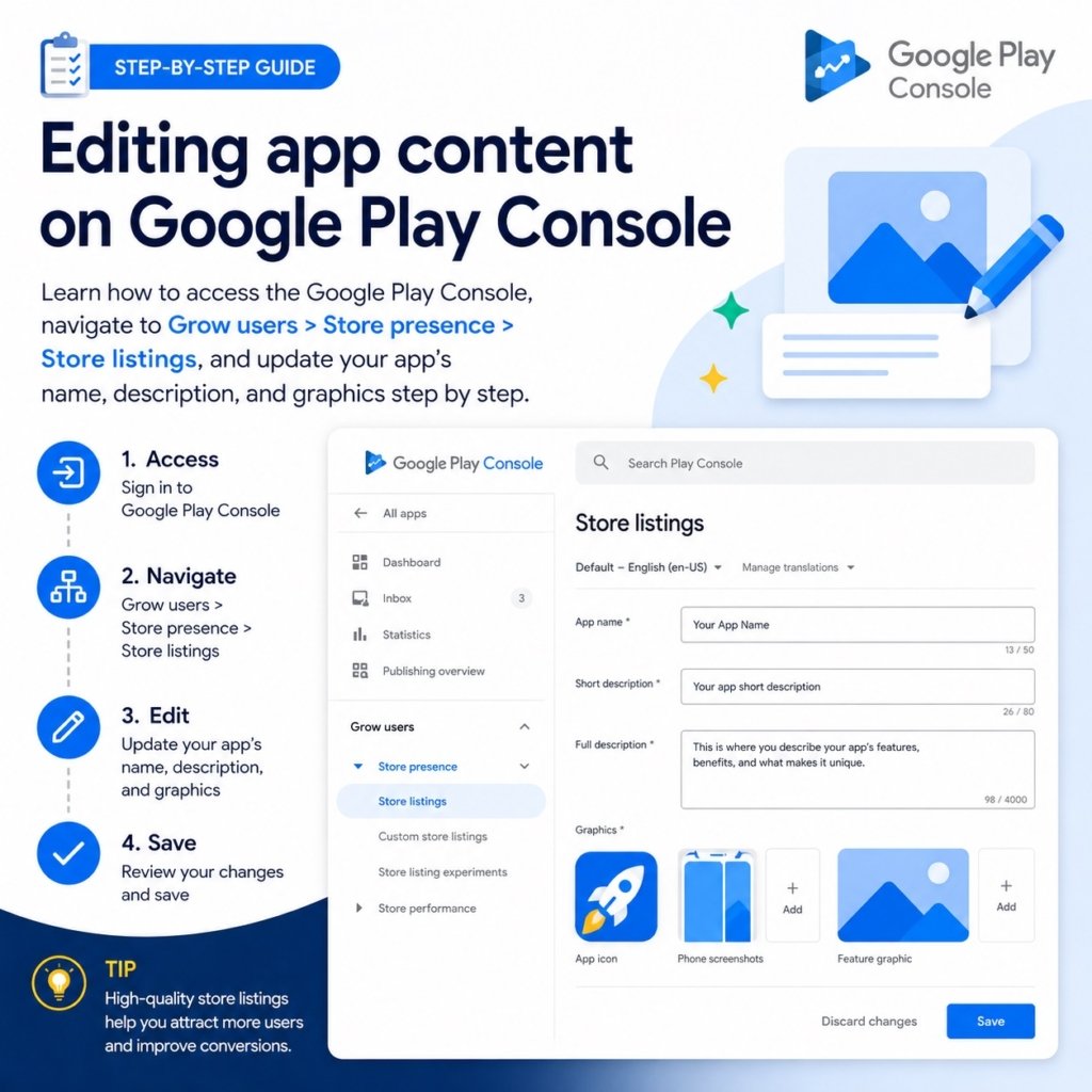 Editing app content on Google Play Console