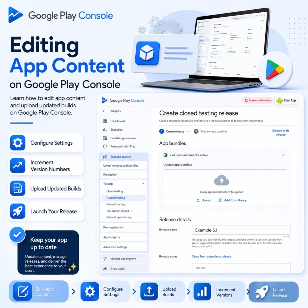 Editing app content on Google Play Console 2026